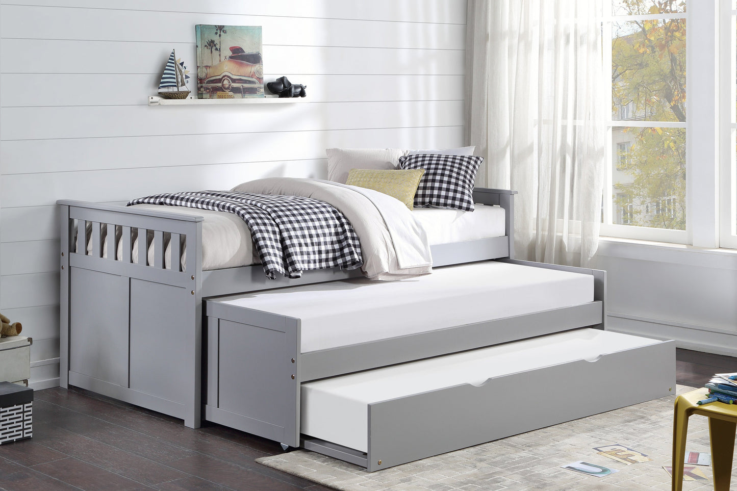 Orion Gray Twin/Twin Bed with Twin Trundle - SET | B2063RT-1 | B2063RT-2 | B2063RT-SL | B2063-R - Luna Furniture - Dallas Store