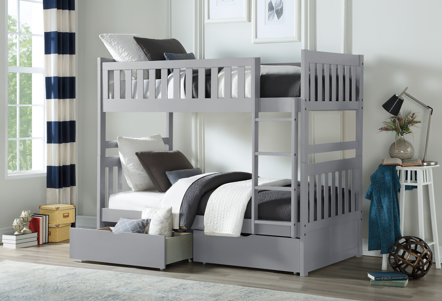 Orion Gray Twin/Twin Bunk Bed with Storage Boxes - SET | B2063-1 | B2063-2 | B2063-SL | B2063-T - Luna Furniture - Dallas Store