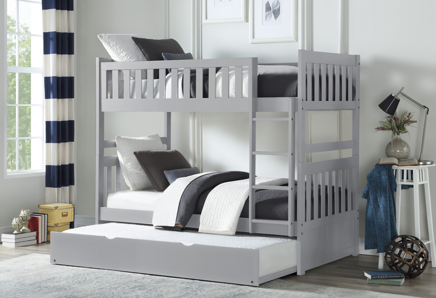 Orion Gray Twin/Twin Bunk Bed with Twin Trundle - SET | B2063-1 | B2063-2 | B2063-SL | B2063-R - Luna Furniture - Dallas Store