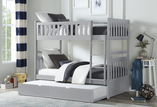 Orion Gray Twin/Twin Bunk Bed with Twin Trundle - SET | B2063-1 | B2063-2 | B2063-SL | B2063-R - Luna Furniture - Dallas Store