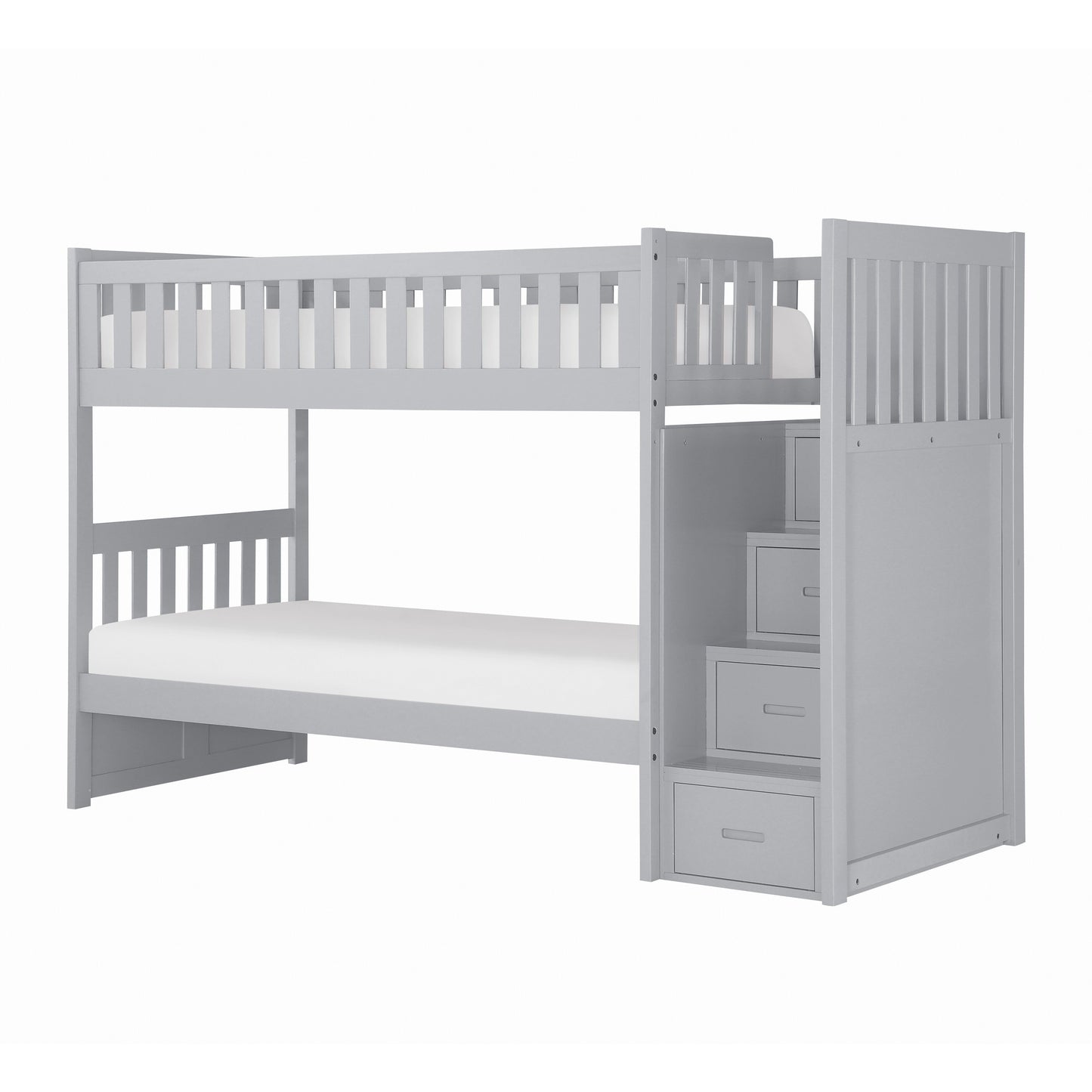 Orion Gray Twin/Twin Step Bunk Bed - SET | B2063SB-1 | B2063SB-2 | B2063SB-3 | B2063SB-SL - Luna Furniture - Dallas Store