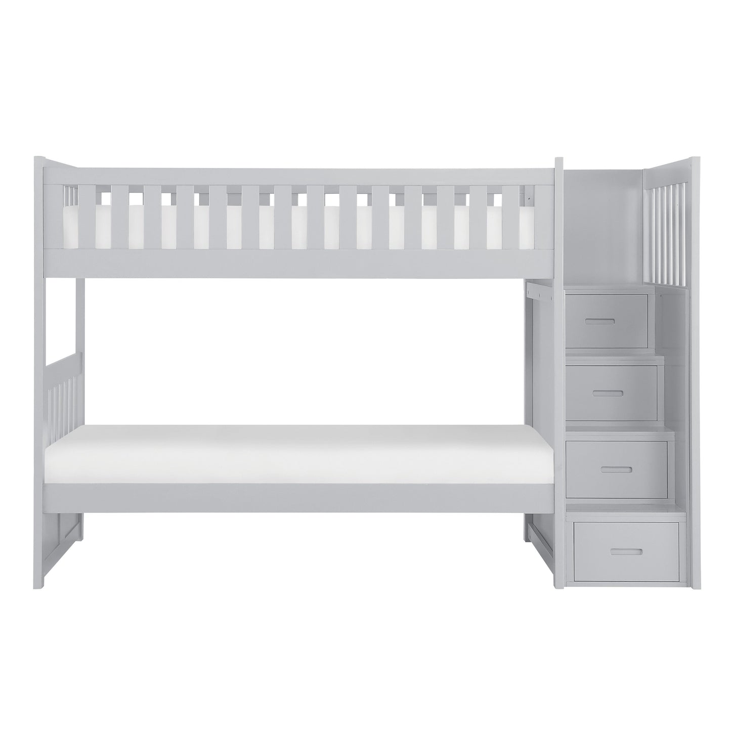 Orion Gray Twin/Twin Step Bunk Bed - SET | B2063SB-1 | B2063SB-2 | B2063SB-3 | B2063SB-SL - Luna Furniture - Dallas Store