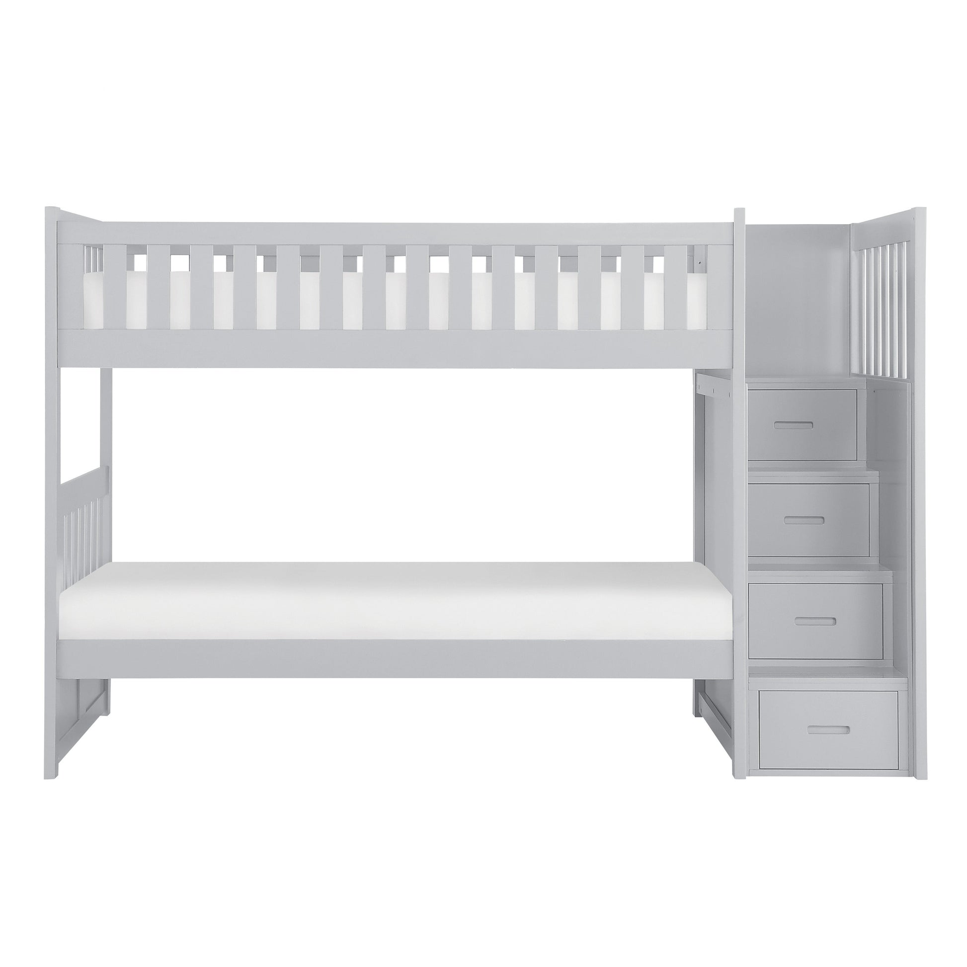 Orion Gray Twin/Twin Step Bunk Bed - SET | B2063SB-1 | B2063SB-2 | B2063SB-3 | B2063SB-SL - Luna Furniture - Dallas Store