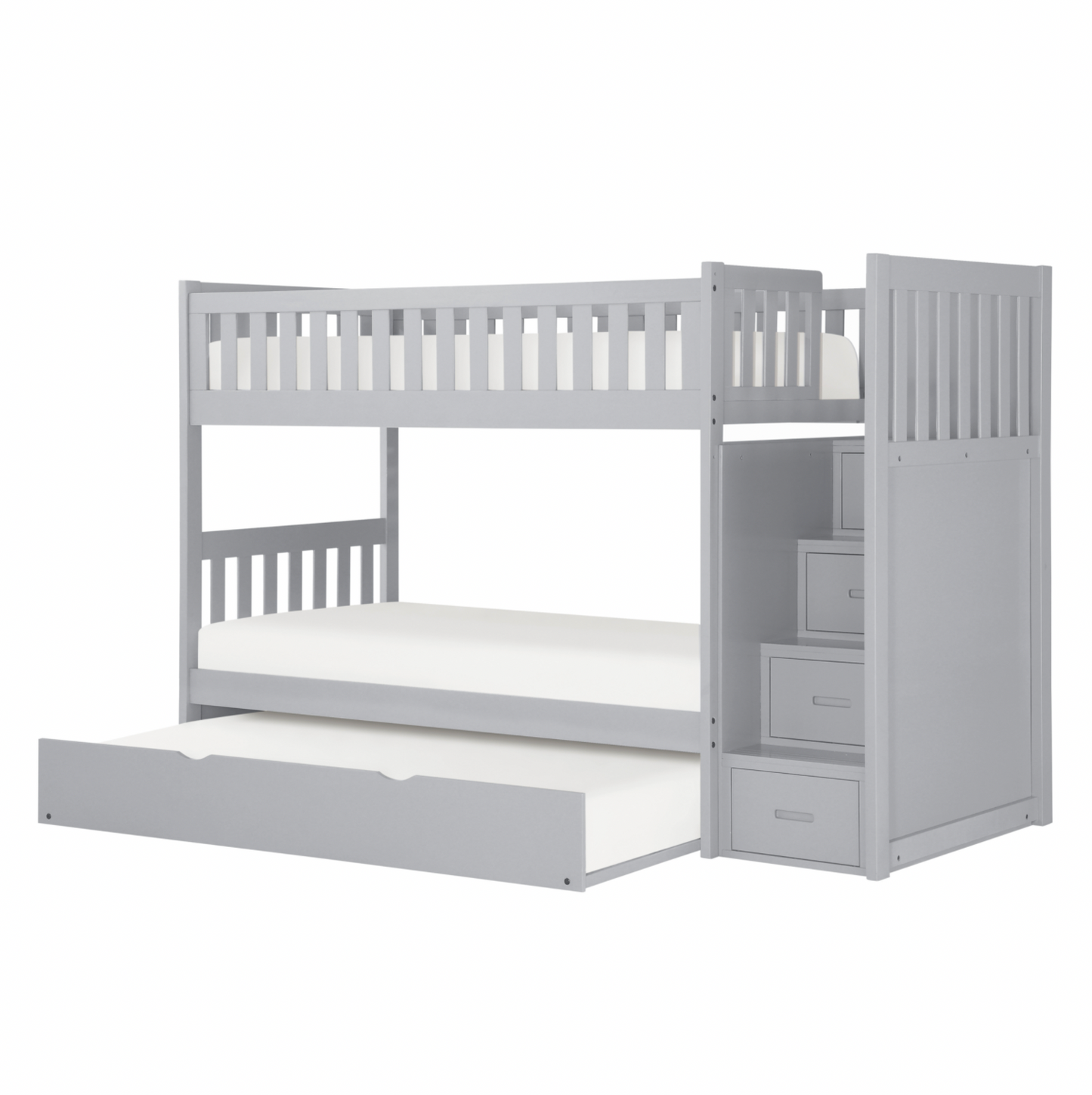 Orion Gray Twin/Twin Step Bunk Bed with Twin Trundle - SET | B2063SB-1 | B2063SB-2 | B2063SB-3 | B2063SB-SL | B2063-R - Luna Furniture - Dallas Store