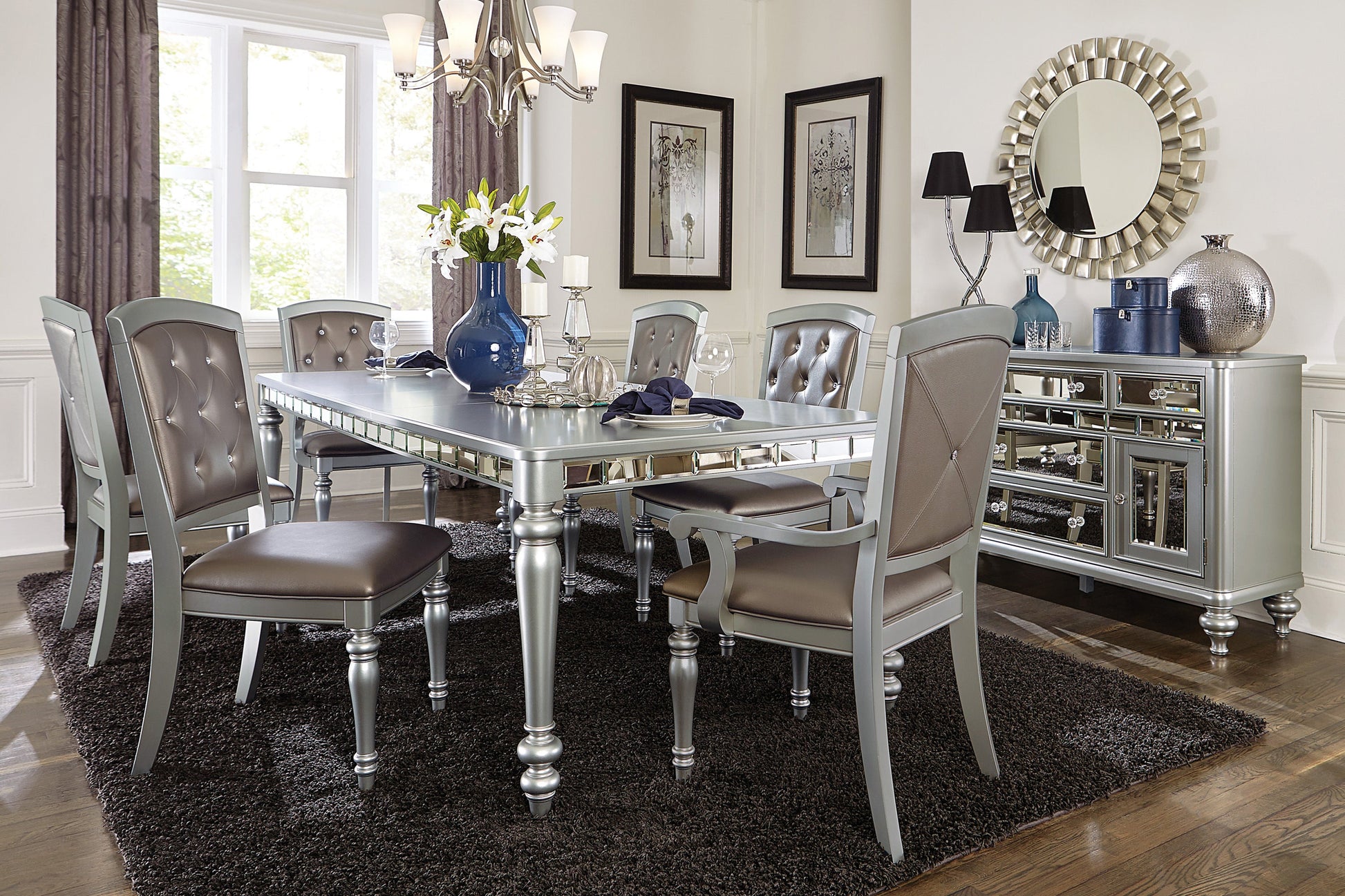 Orsina Silver Side Chair, Set of 2 - 5477NS - Luna Furniture - Dallas Store