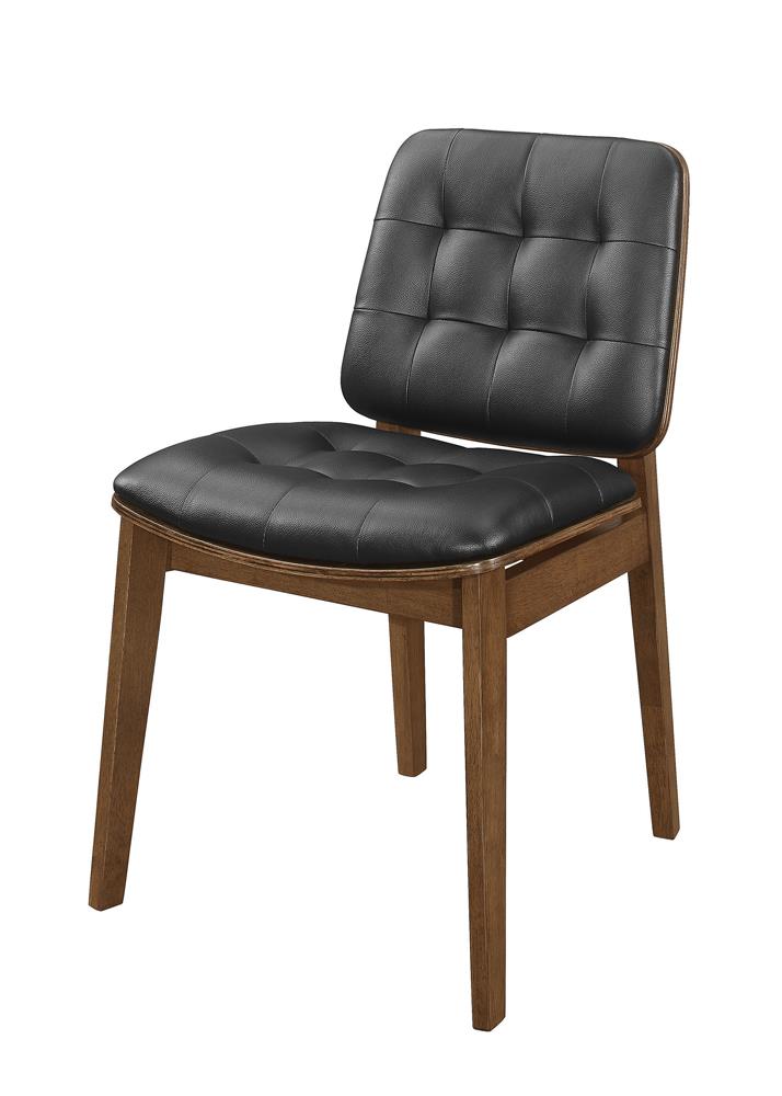 Otterson Natural Walnut/Black Tufted Back Side Chairs, Set of 2 - 106596 - Luna Furniture - Dallas Store