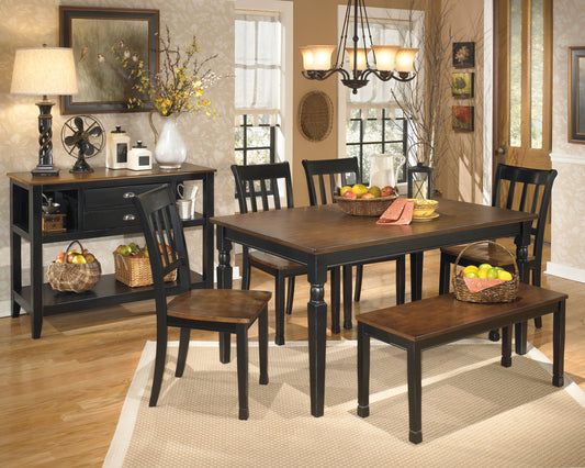 Owingsville Black/Brown Rectangular Dining Set - SET | D580-25 | D580-02(2) - Luna Furniture - Dallas Store