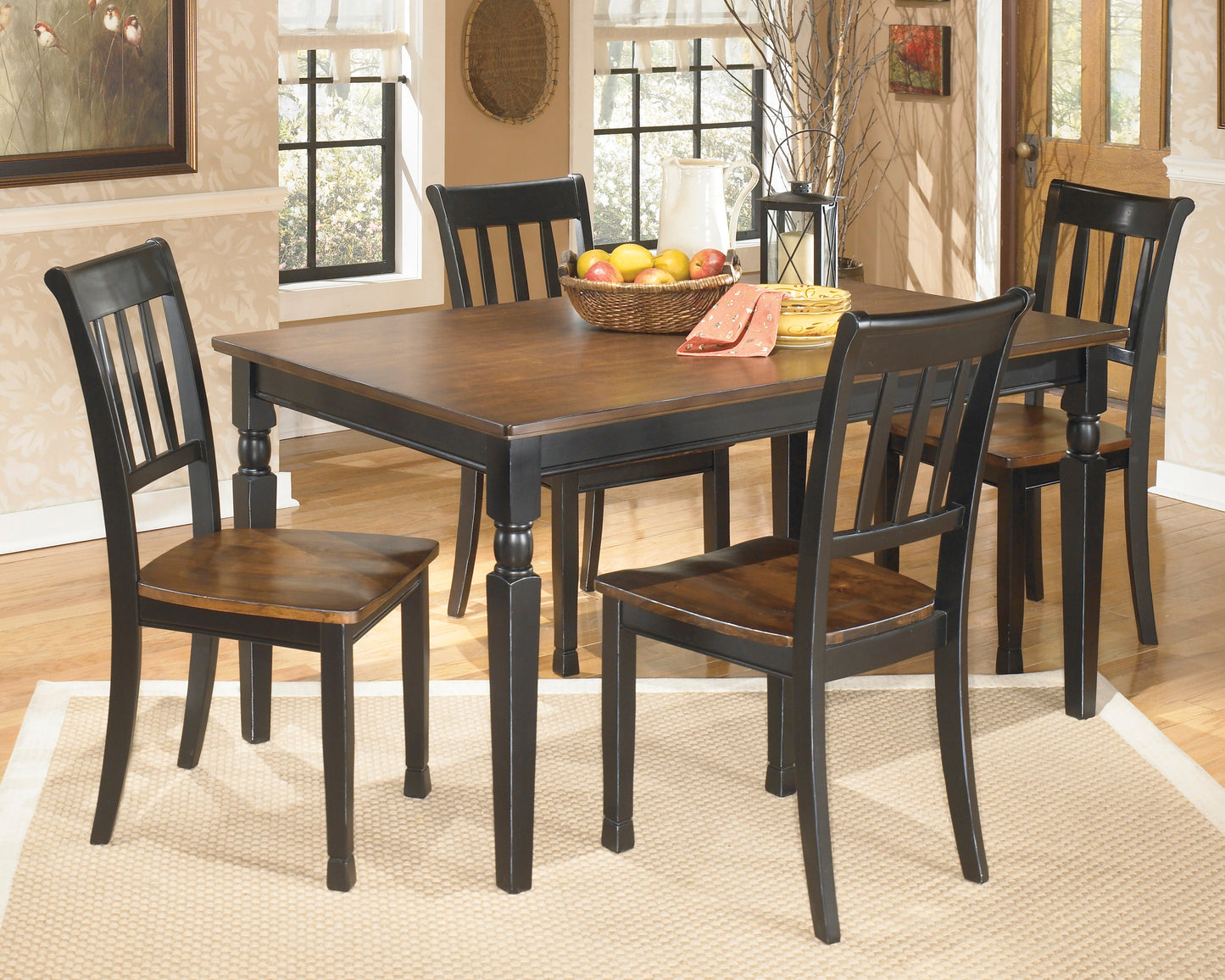 Owingsville Black/Brown Rectangular Dining Set - SET | D580-25 | D580-02(2) - Luna Furniture - Dallas Store