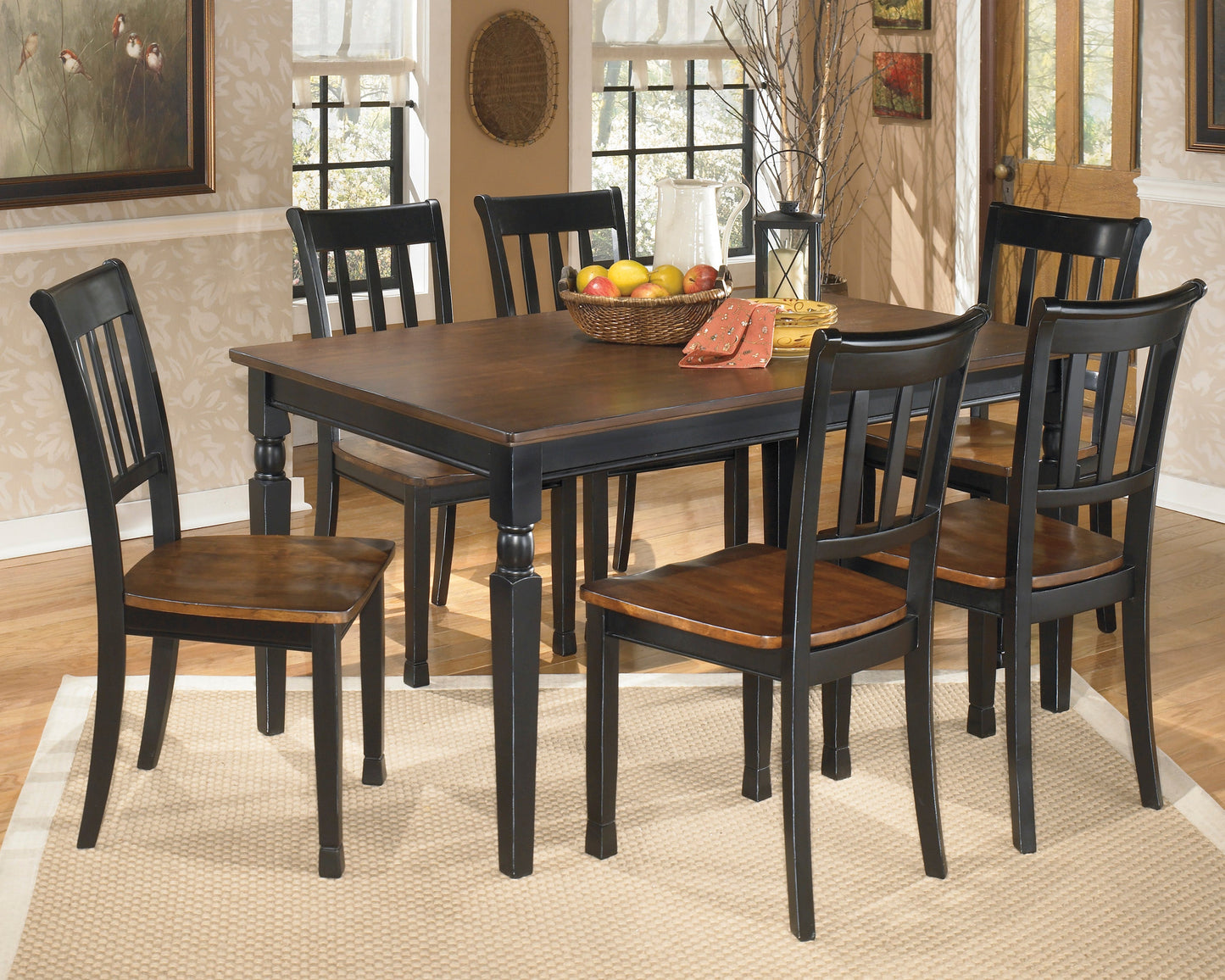 Owingsville Black/Brown Rectangular Dining Set - SET | D580-25 | D580-02(2) - Luna Furniture - Dallas Store