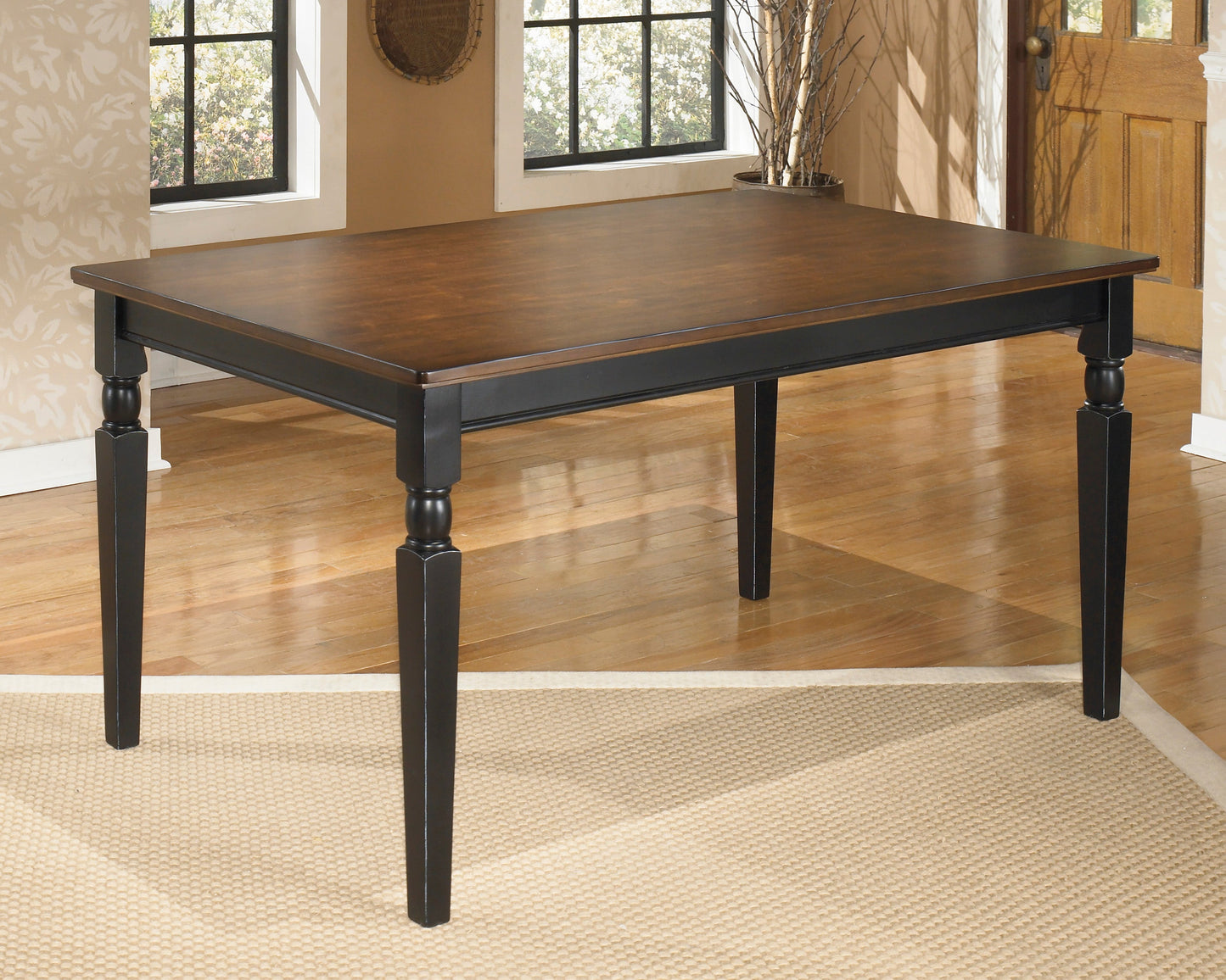 Owingsville Black/Brown Rectangular Dining Set - SET | D580-25 | D580-02(2) - Luna Furniture - Dallas Store