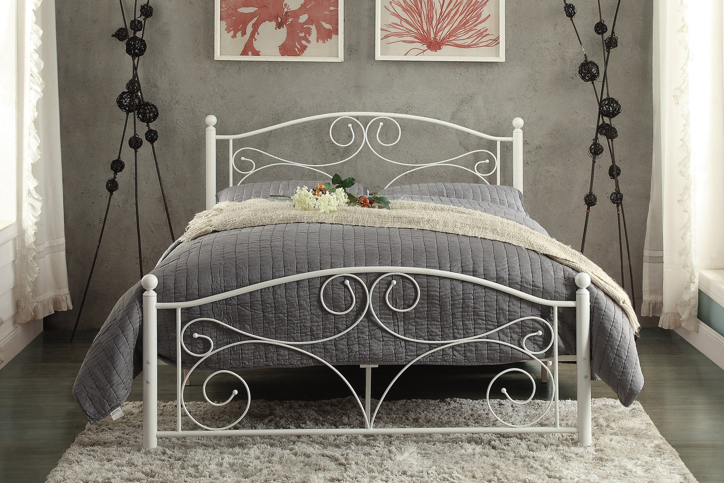 Pallina White Full Metal Platfom Bed - 2021FW-1 - Luna Furniture - Dallas Store