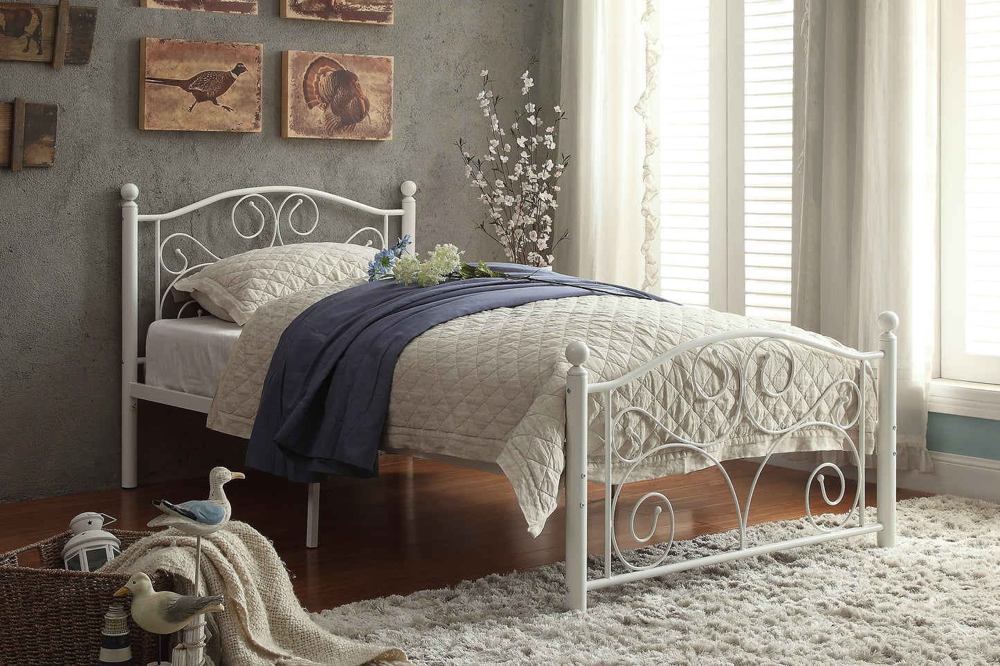 Pallina White Twin Metal Platfom Bed - 2021TW-1 - Luna Furniture - Dallas Store