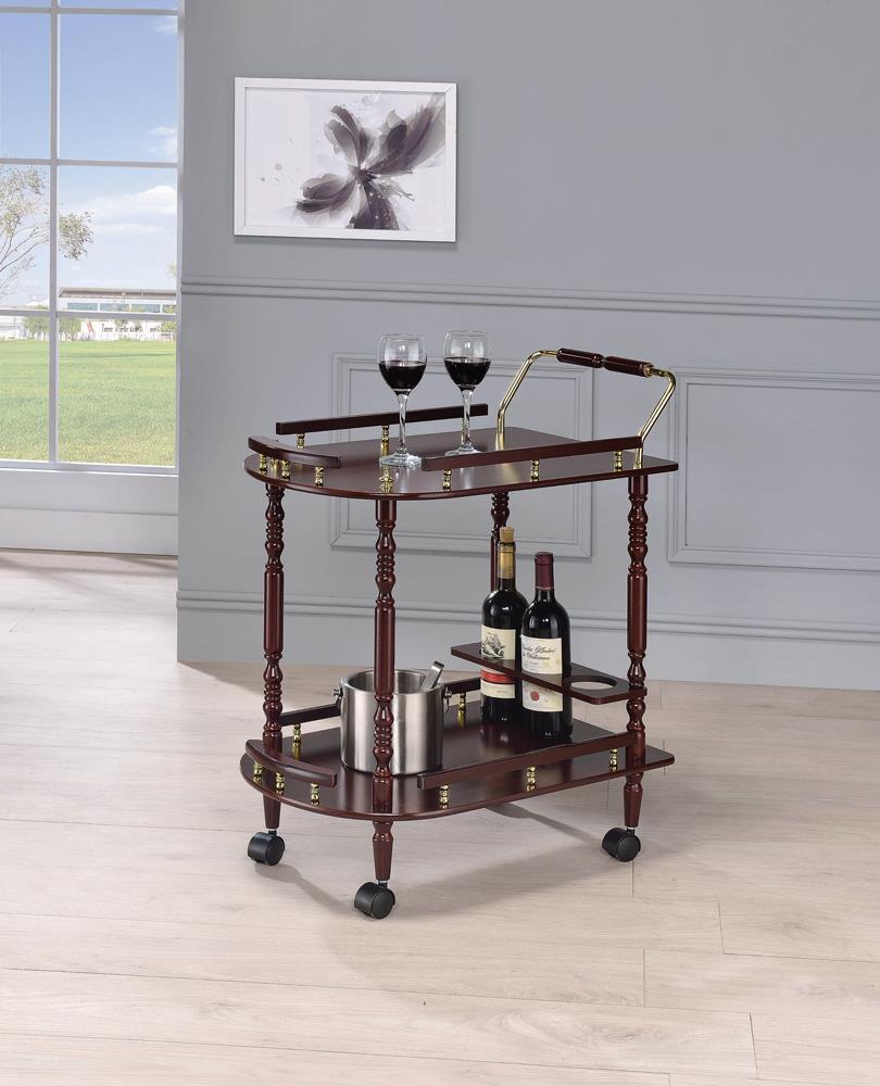 Palmer Merlot/Brass 2-Tier Serving Cart - 3512 - Luna Furniture - Dallas Store