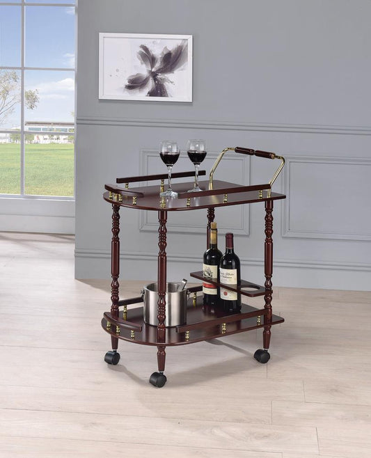 Palmer Merlot/Brass 2-Tier Serving Cart - 3512 - Luna Furniture - Dallas Store