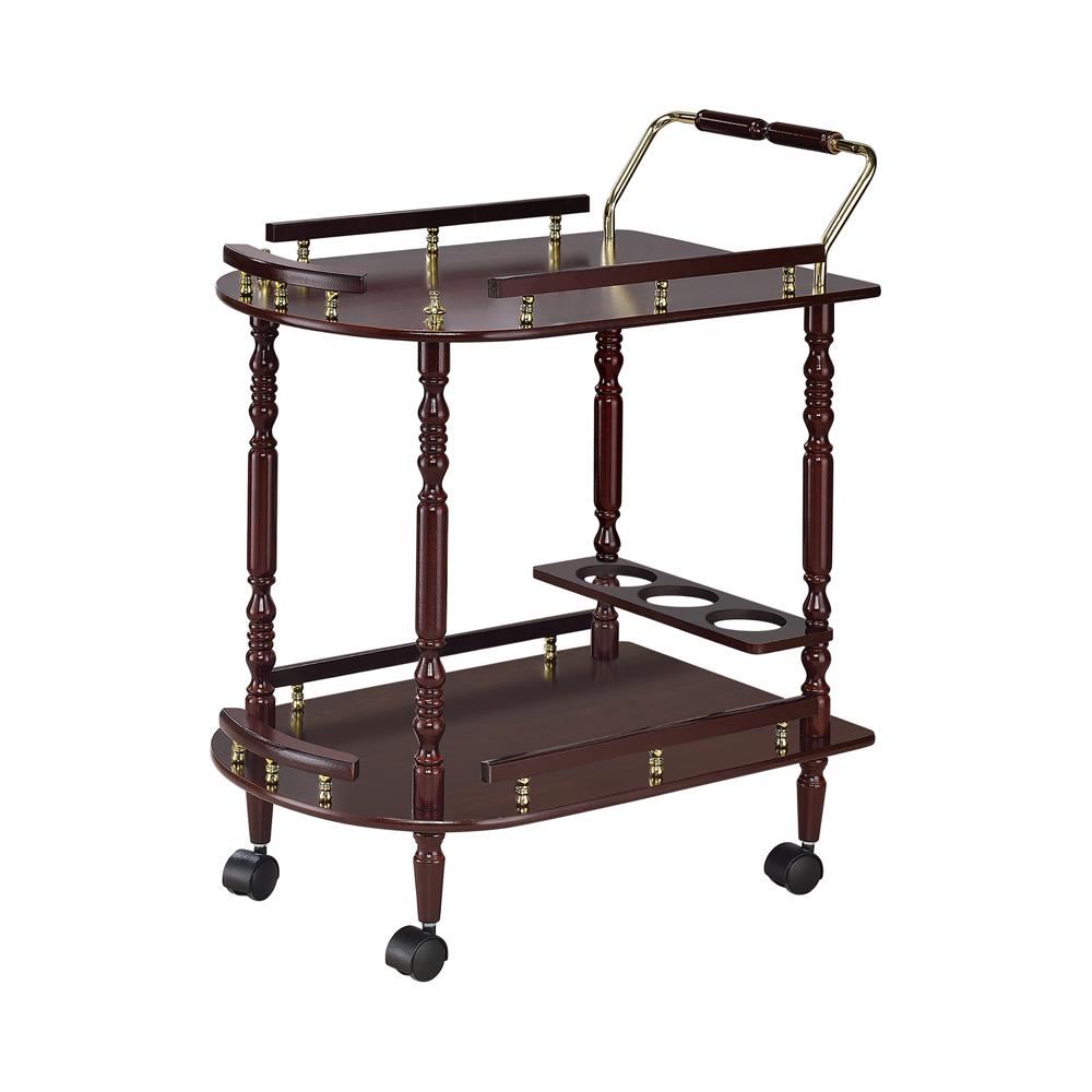 Palmer Merlot/Brass 2-Tier Serving Cart - 3512 - Luna Furniture - Dallas Store