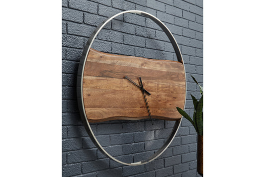 Panchali Brown/Silver Finish Wall Clock - A8010198 - Luna Furniture - Dallas Store