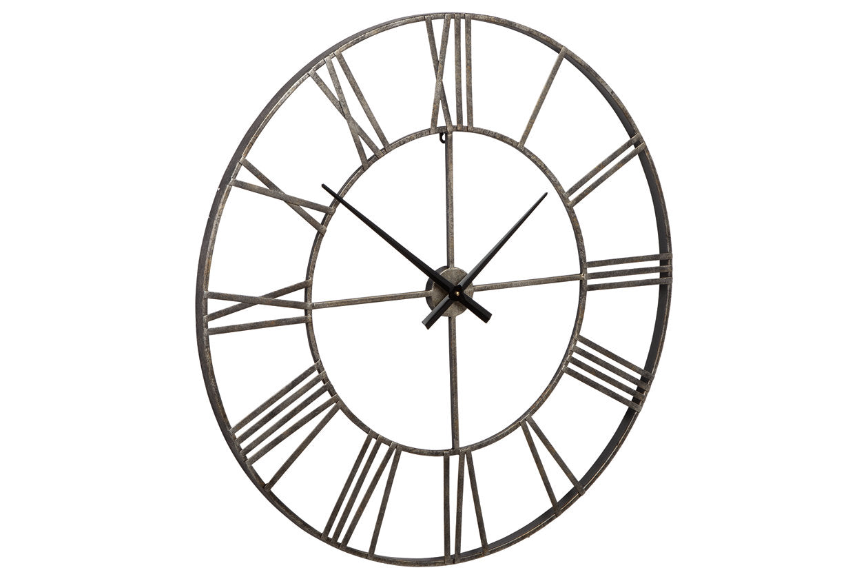 Paquita Antique Silver Wall Clock - A8010237 - Luna Furniture - Dallas Store
