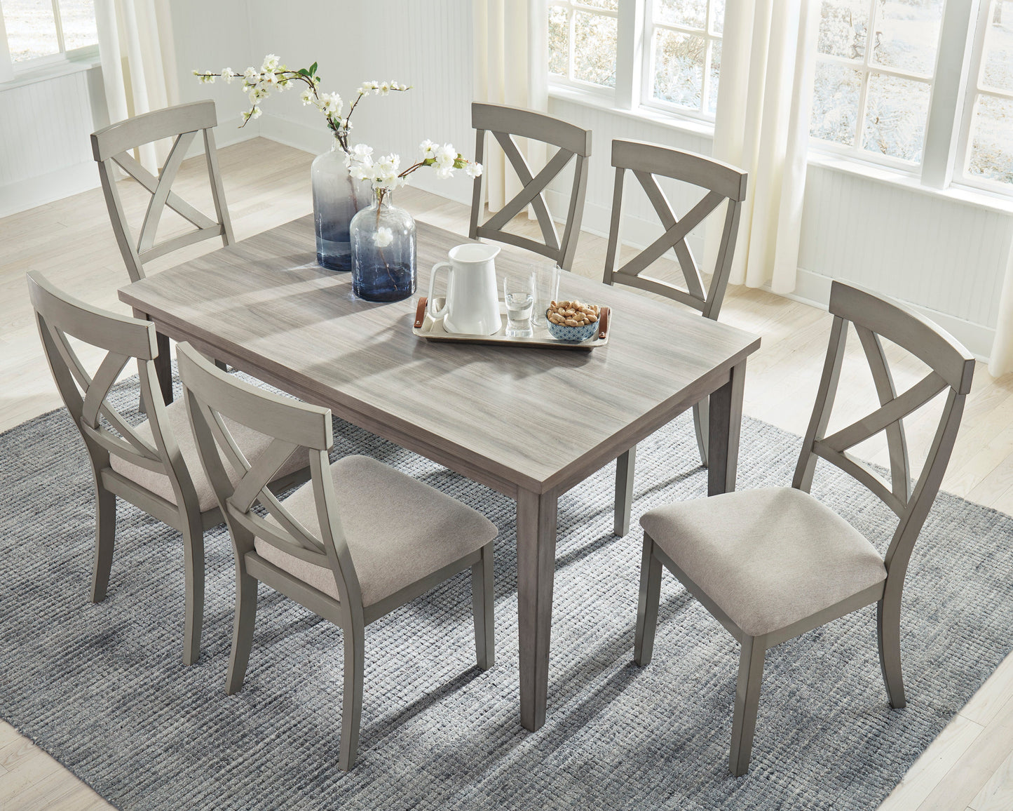 Parellen Beige/Gray Rectangular Dining Set - SET | D291-25 | D291-01(2) - Luna Furniture - Dallas Store