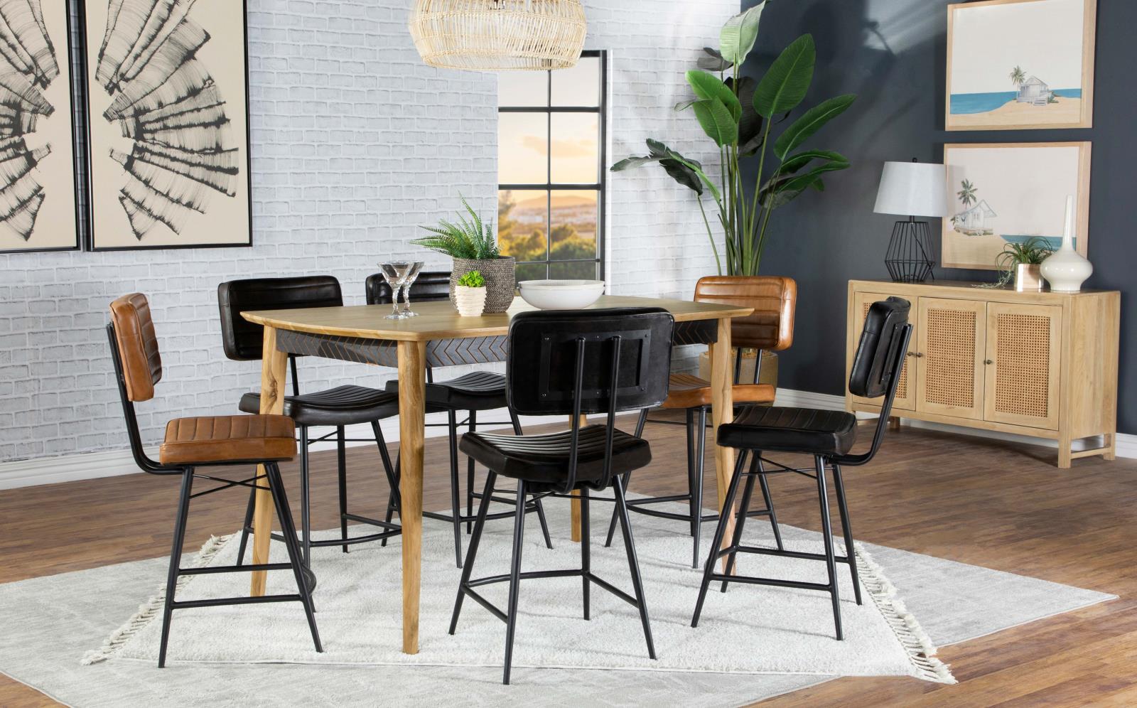 Partridge Upholstered Counter Height Stools with Footrest, Set of 2 - 110649 - Luna Furniture - Dallas Store