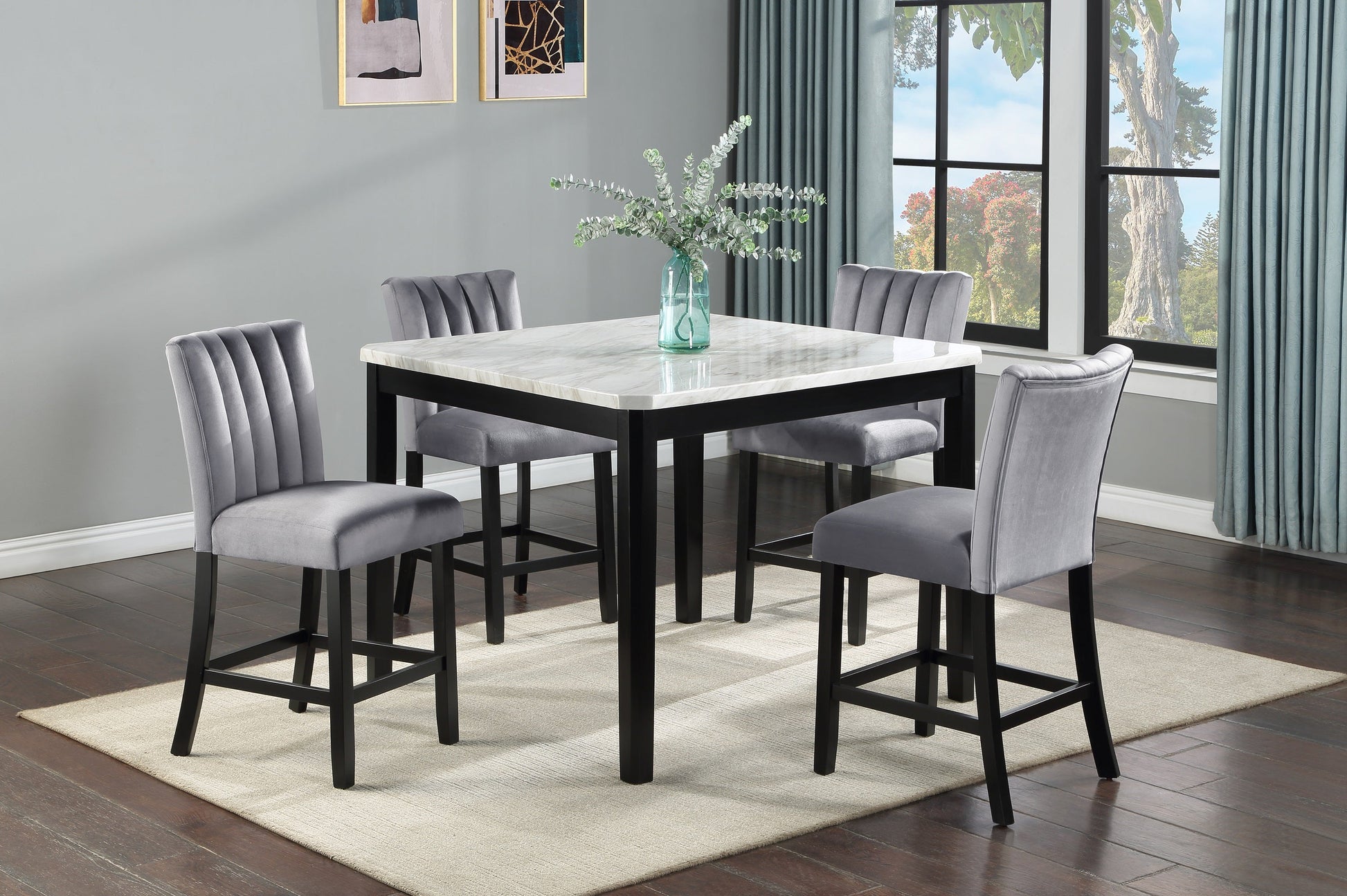 Pascal Black/Gray Square Counter Height Dining Set - SET | 2724T-4848 | 2724S-24(2) - Luna Furniture - Dallas Store
