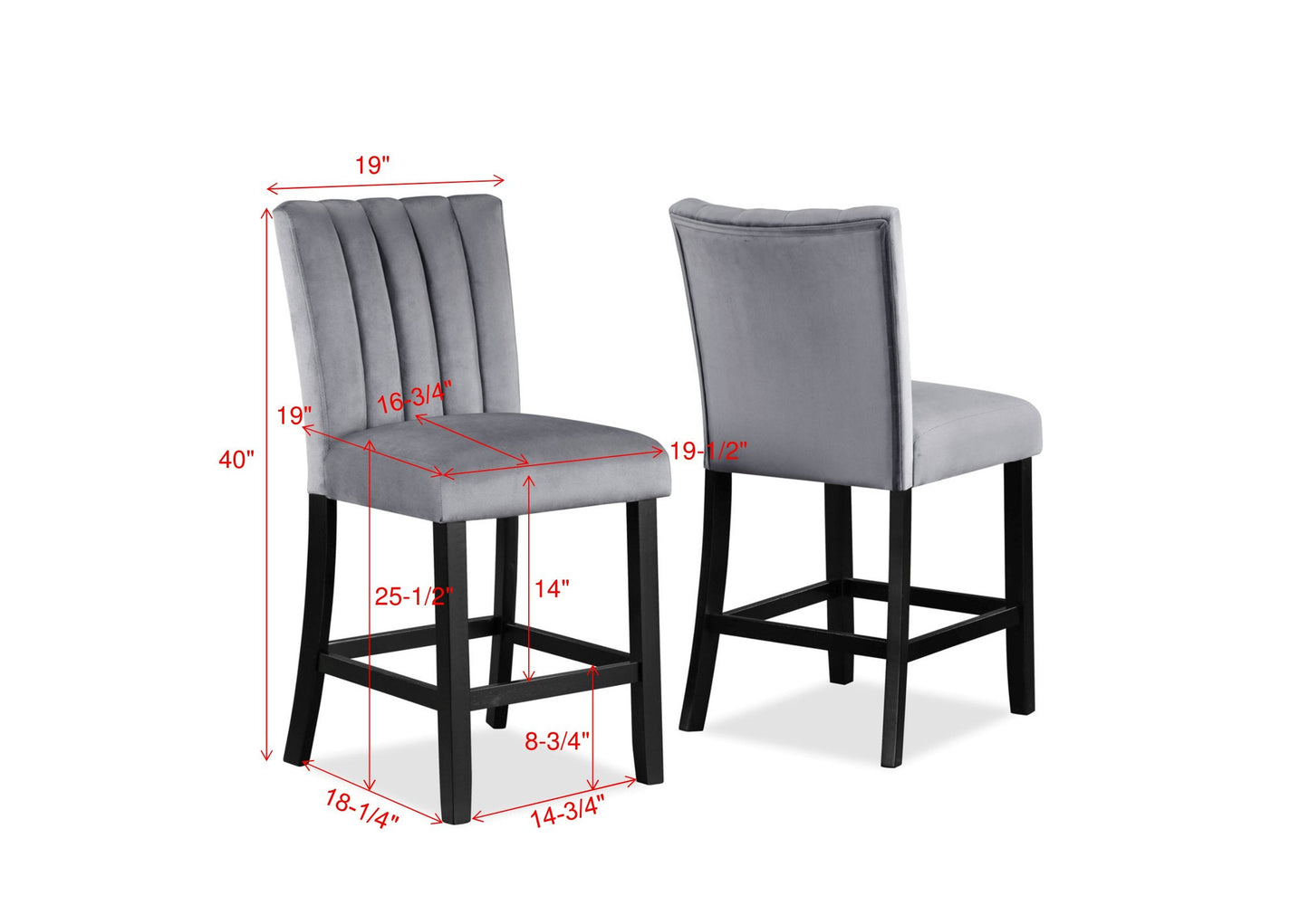 Pascal Black/Gray Square Counter Height Dining Set - SET | 2724T-4848 | 2724S-24(2) - Luna Furniture - Dallas Store