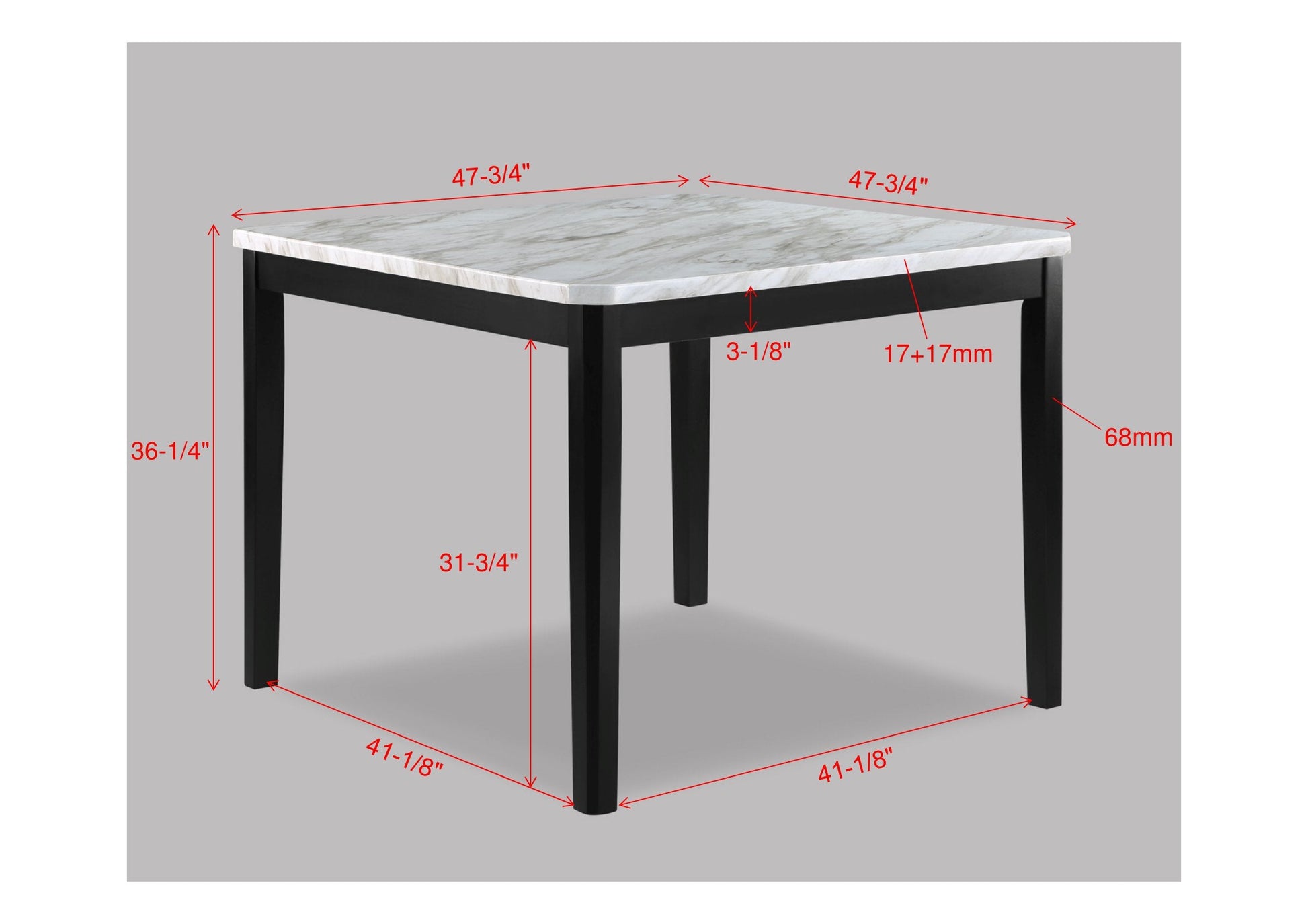 Pascal Black/Gray Square Counter Height Dining Set - SET | 2724T-4848 | 2724S-24(2) - Luna Furniture - Dallas Store