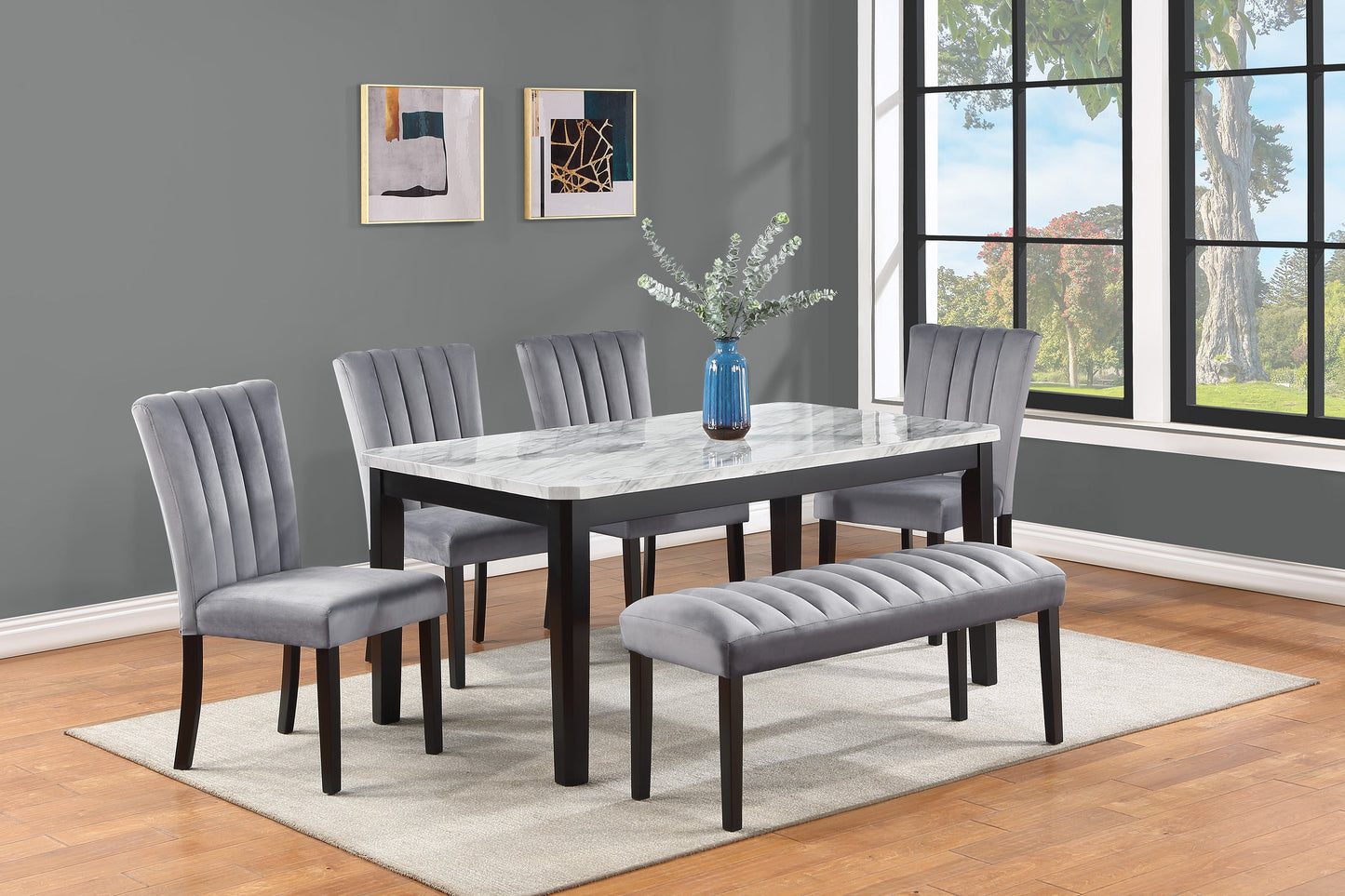 Pascal White/Black Faux Marble Dining Table - 2224T-3864 - Luna Furniture - Dallas Store