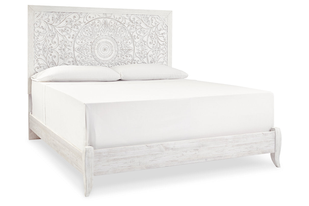 Paxberry Whitewash King Panel Bed - SET | B181-56 | B181-58 - Luna Furniture - Dallas Store