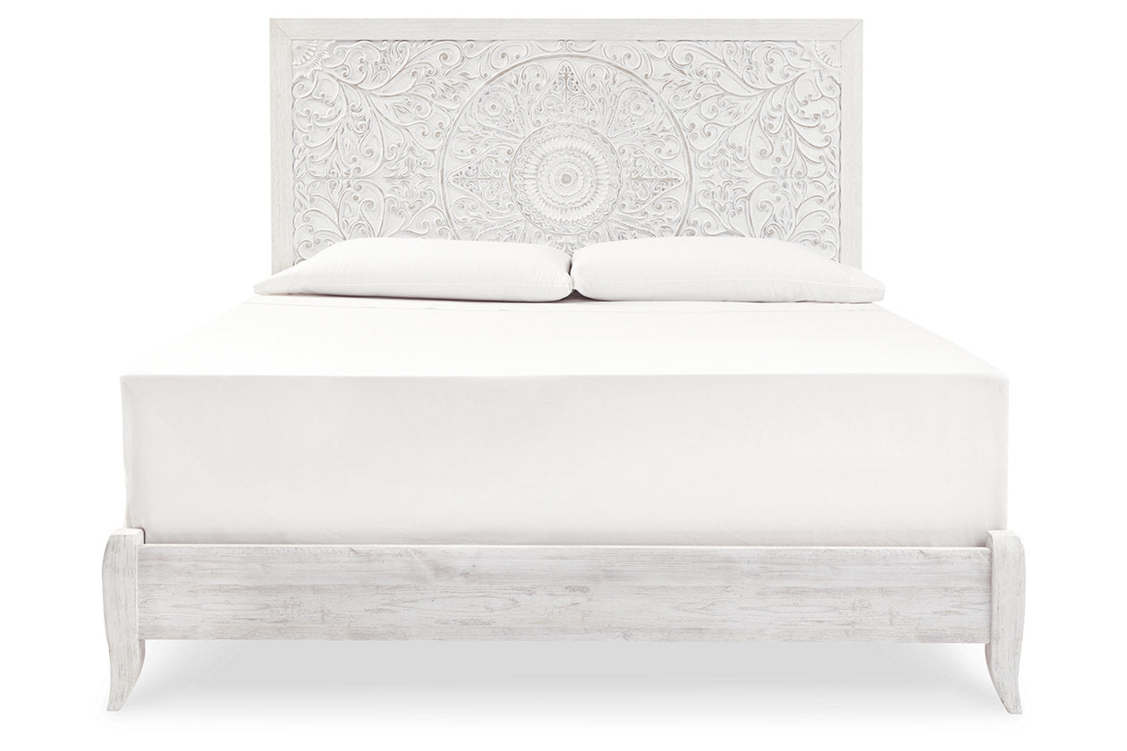 Paxberry Whitewash King Panel Bed - SET | B181-56 | B181-58 - Luna Furniture - Dallas Store
