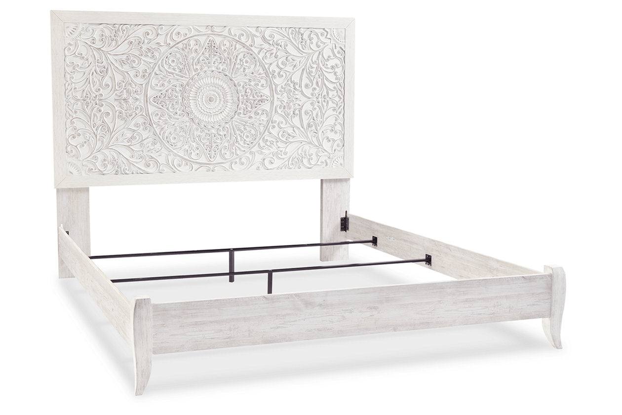 Paxberry Whitewash King Panel Bed - SET | B181-56 | B181-58 - Luna Furniture - Dallas Store