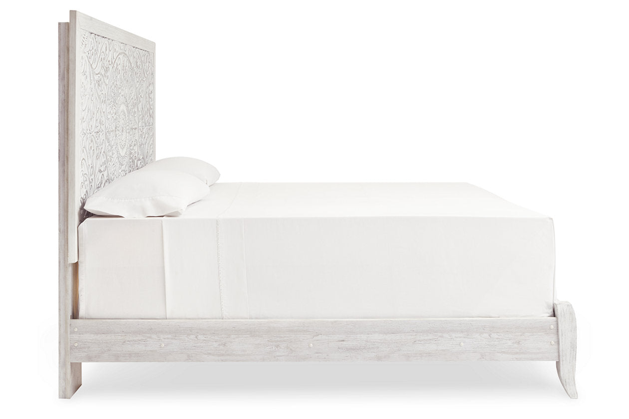 Paxberry Whitewash King Panel Bed - SET | B181-56 | B181-58 - Luna Furniture - Dallas Store