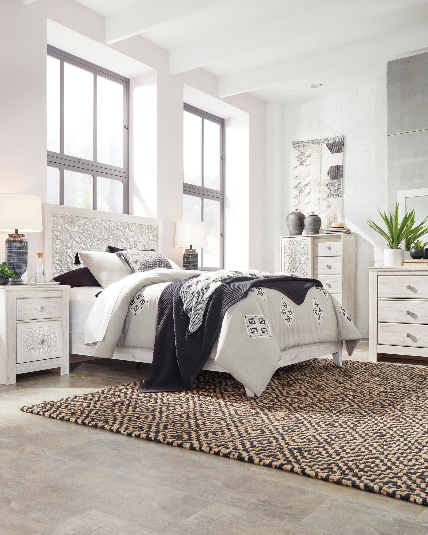 Paxberry Whitewash Panel Bedroom Set - SET | B181-54 | B181-57 | B181-31 | B181-36 - Luna Furniture - Dallas Store