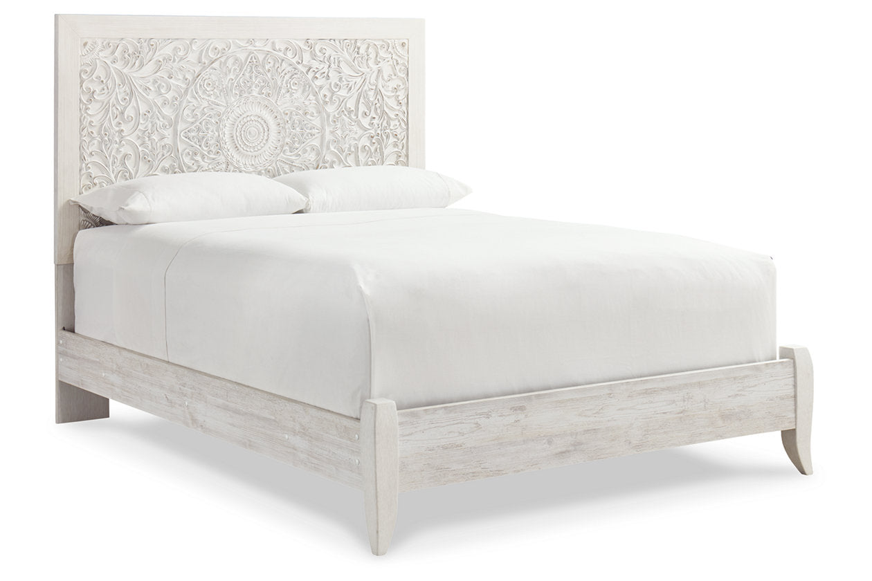 Paxberry Whitewash Queen Panel Bed - SET | B181-54 | B181-57 - Luna Furniture - Dallas Store