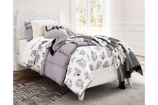 Paxberry Whitewash Twin Panel Bed - SET | B181-52 | B181-53 - Luna Furniture - Dallas Store