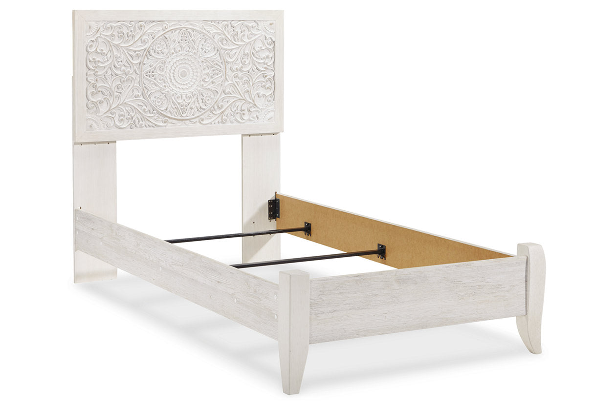 Paxberry Whitewash Twin Panel Bed - SET | B181-52 | B181-53 - Luna Furniture - Dallas Store