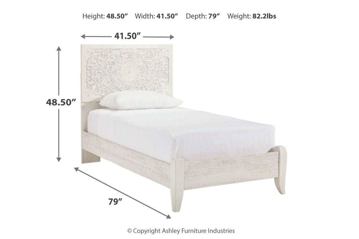 Paxberry Whitewash Twin Panel Bed - SET | B181-52 | B181-53 - Luna Furniture - Dallas Store