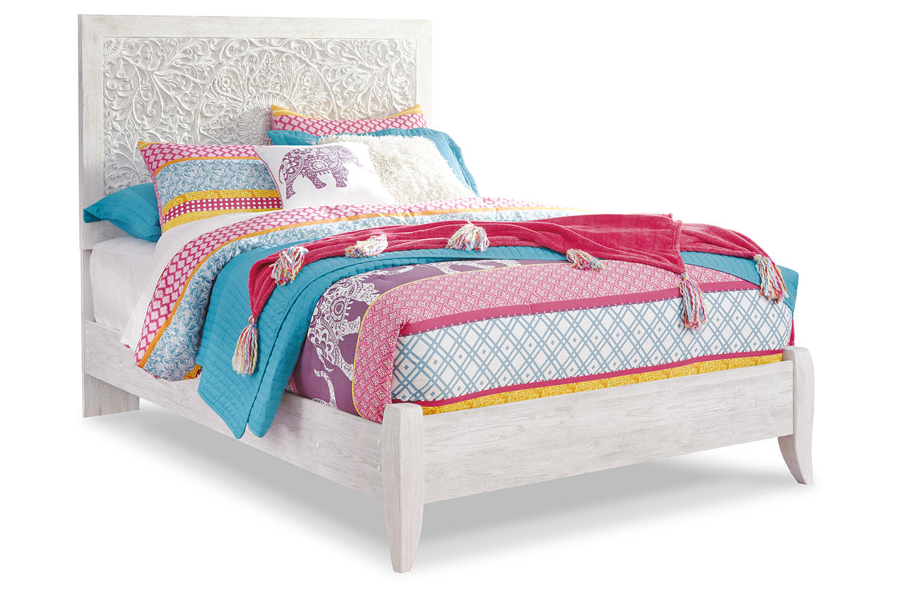 Paxberry Whitewash Twin Panel Bed - SET | B181-52 | B181-53 - Luna Furniture - Dallas Store