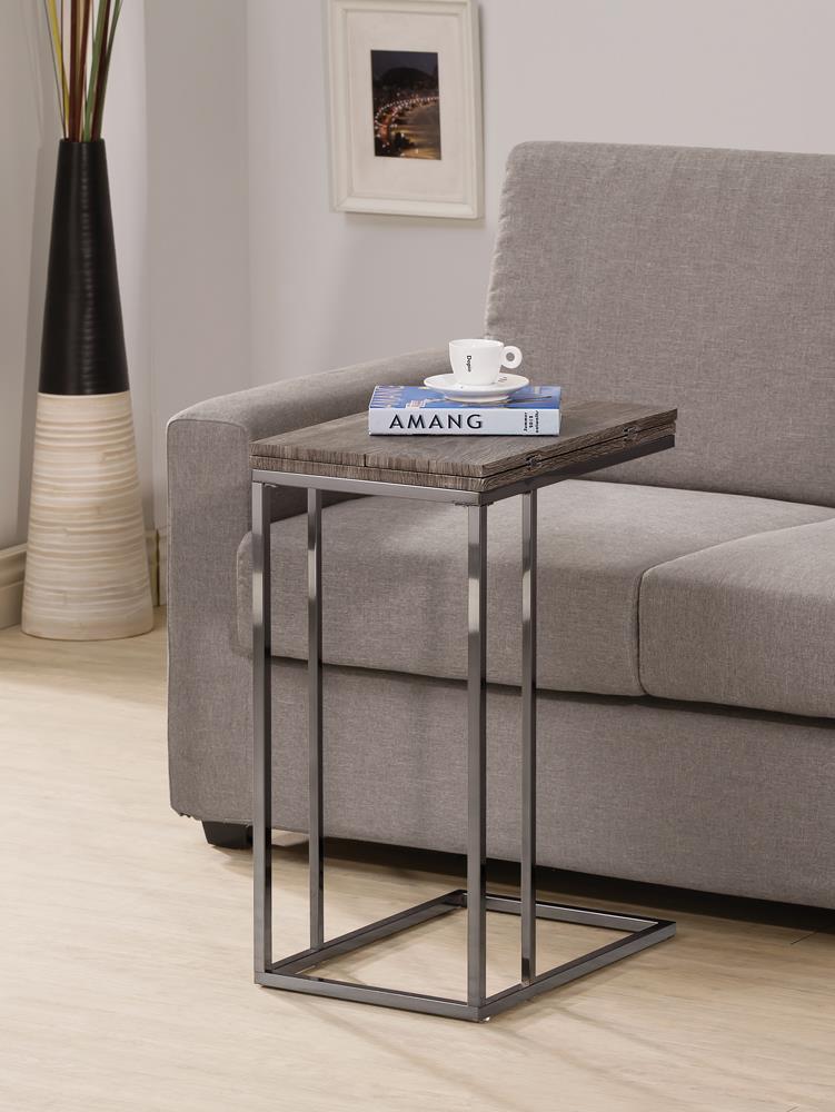 Pedro Weathered Gray/Black Expandable Top Accent Table - 902864 - Luna Furniture - Dallas Store