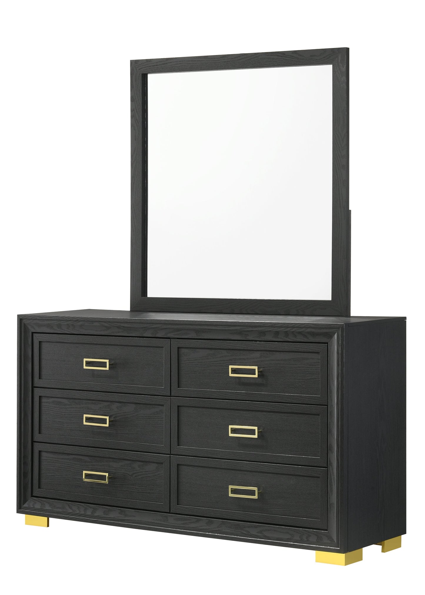 Pepe Black/Gold Panel Upholstered Bedroom Set - SET | B9290-Q-HBFB | B9290-KQ-RAIL | B9290-2 | B9290-4 - Luna Furniture - Dallas Store