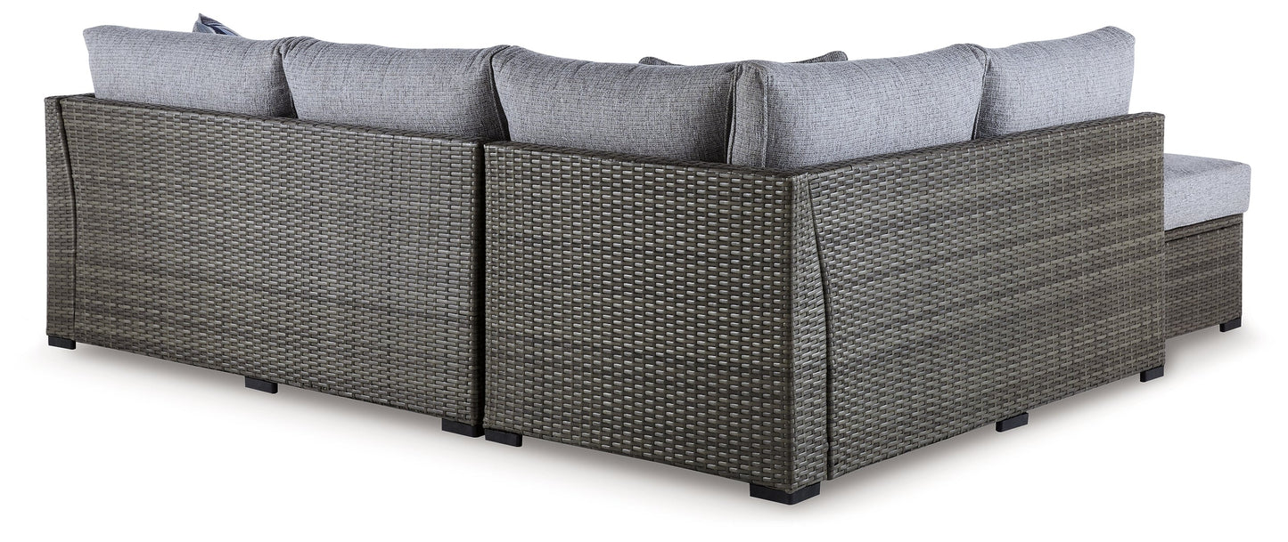 Petal Road Gray Outdoor Loveseat Sectional/Ottoman/Table Set, Set of 4 - P297-070 - Luna Furniture - Dallas Store