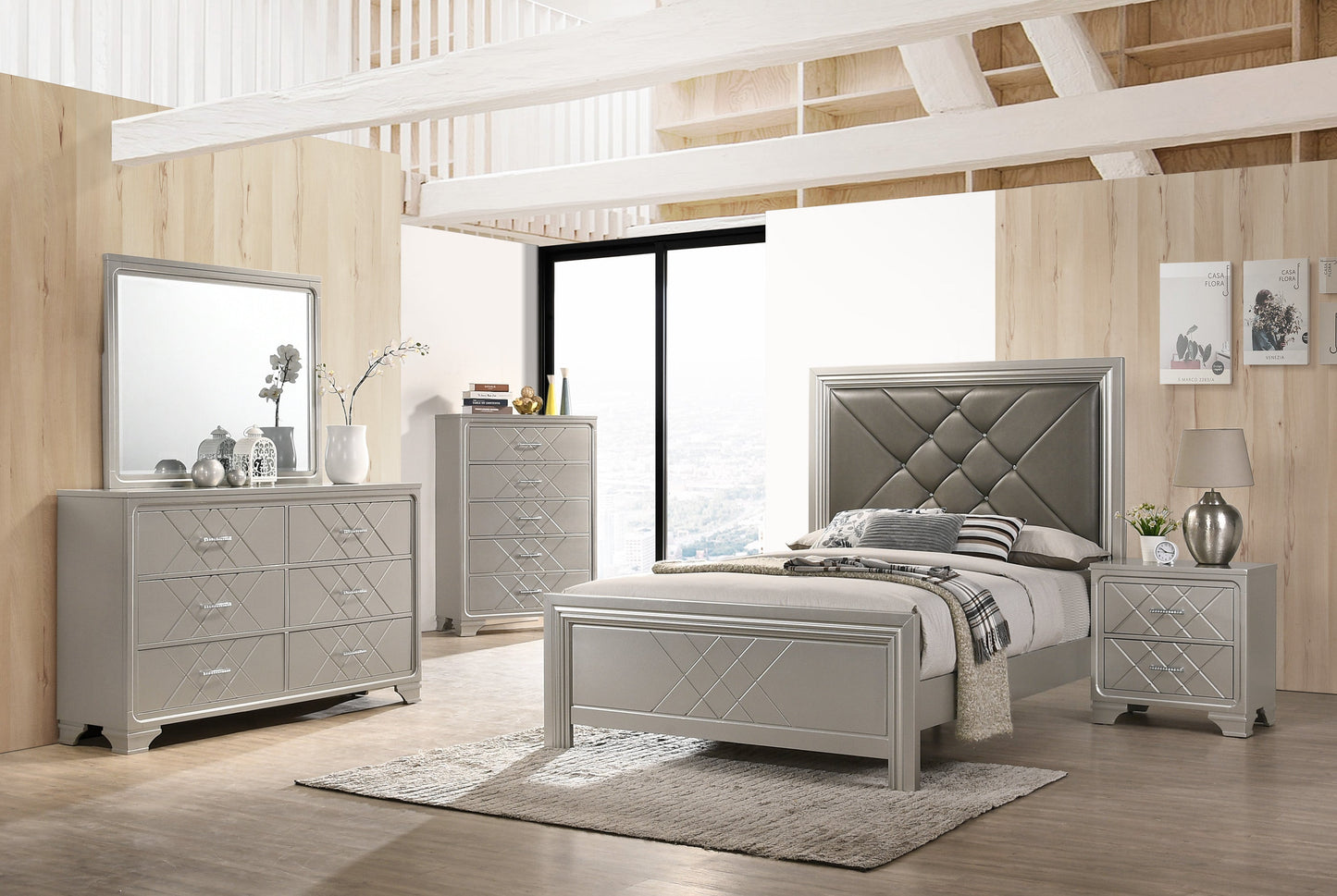Phoebe Champagne Silver Bedroom Mirror (Mirror Only) - B6970-11 - Luna Furniture - Dallas Store