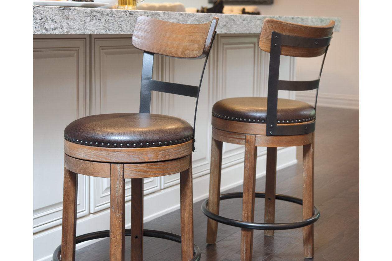 Pinnadel Light Brown Counter Height Barstool - D542-124 - Luna Furniture - Dallas Store