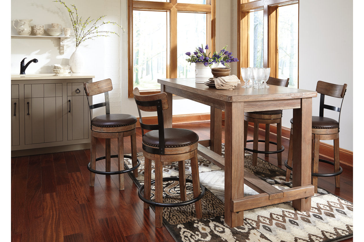 Pinnadel Light Brown Counter Height Barstool - D542-124 - Luna Furniture - Dallas Store