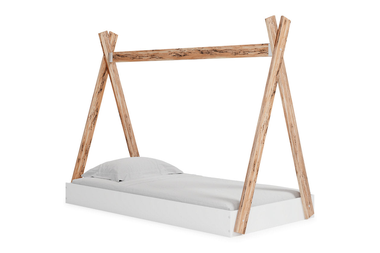 Piperton Two-tone Brown/White Twin Tent Complete Bed in Box - EB1221-121 - Luna Furniture - Dallas Store