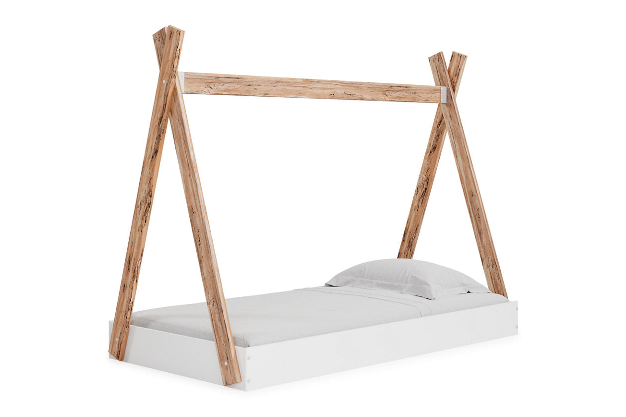 Piperton Two-tone Brown/White Twin Tent Complete Bed in Box - EB1221-121 - Luna Furniture - Dallas Store