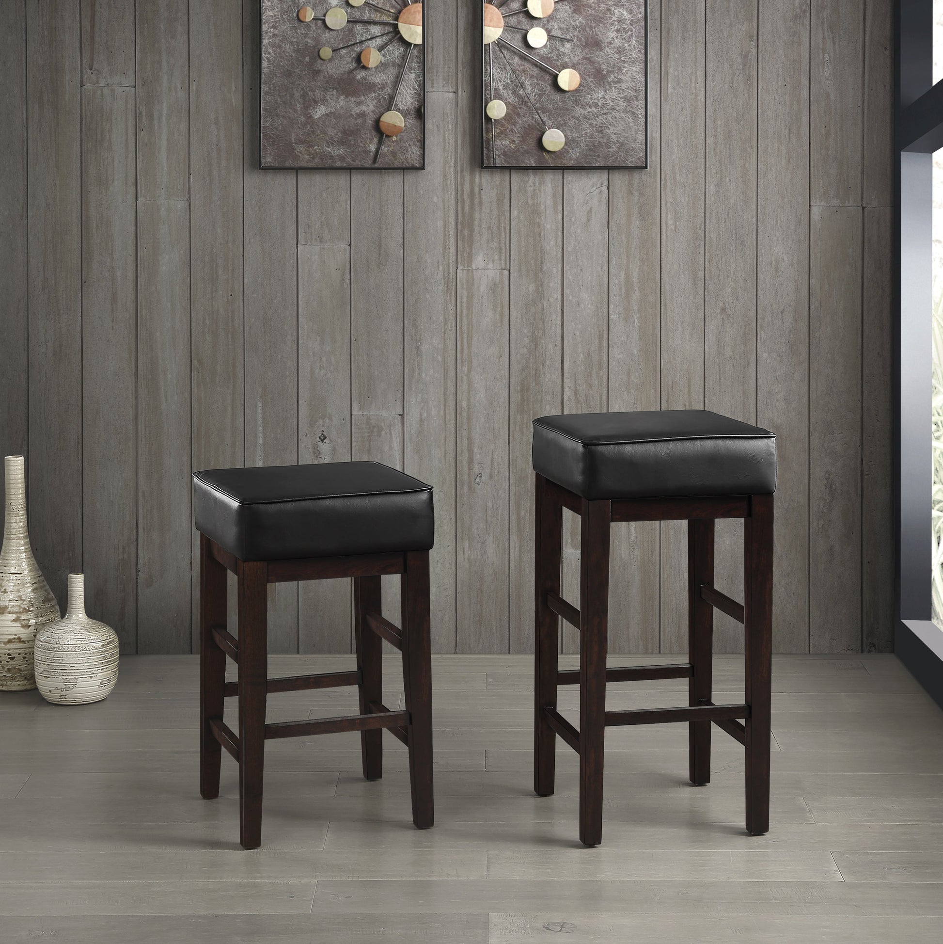 Pittsville Black/Espresso Counter Height Stool, Set of 2 - 5684BK-24 - Luna Furniture - Dallas Store