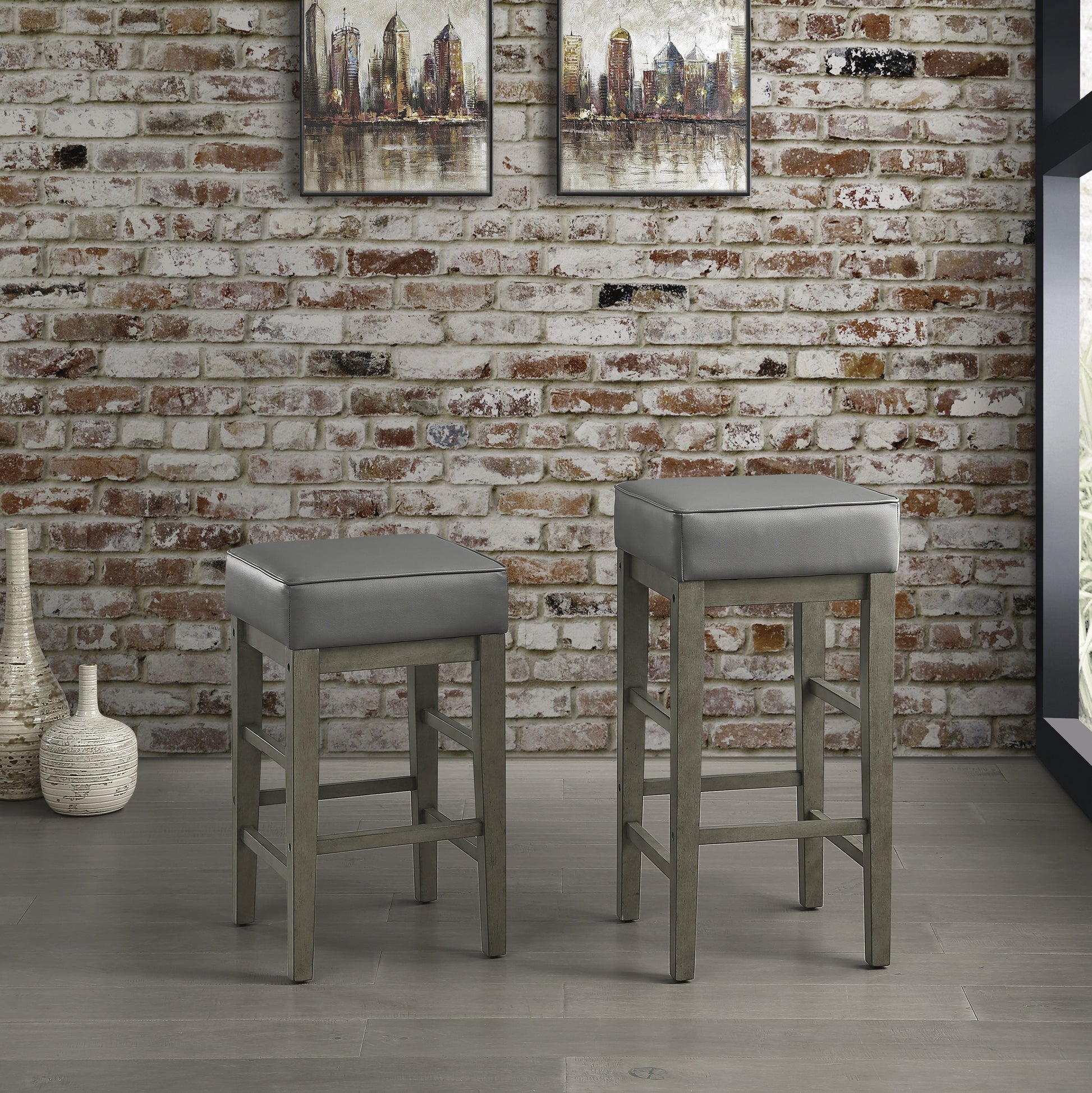 Pittsville Gray/Espresso Counter Height Stool, Set of 2 - 5684GY-24 - Luna Furniture - Dallas Store
