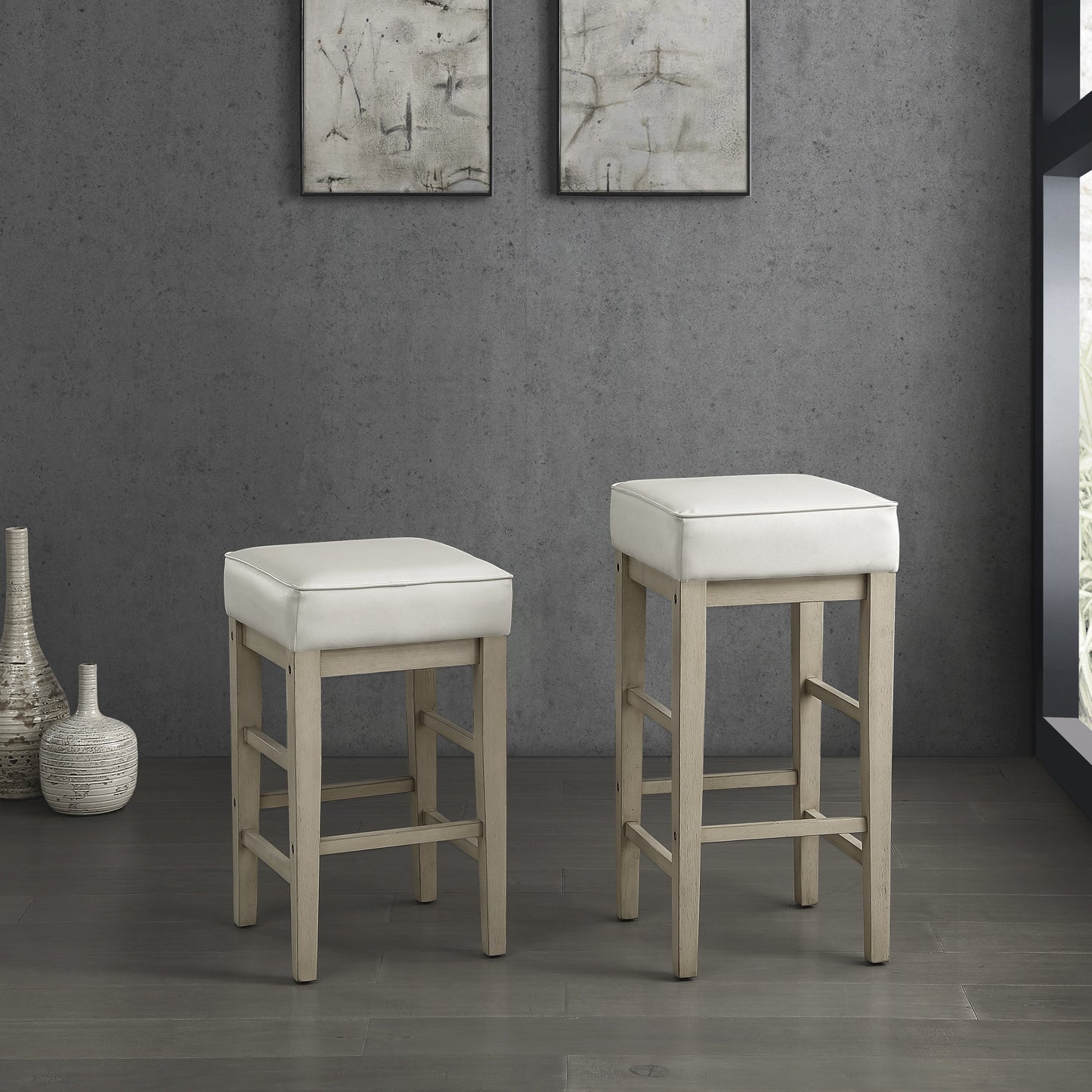 Pittsville White/Espresso Pub Height Stool, Set of 2 - 5684WH-29 - Luna Furniture - Dallas Store