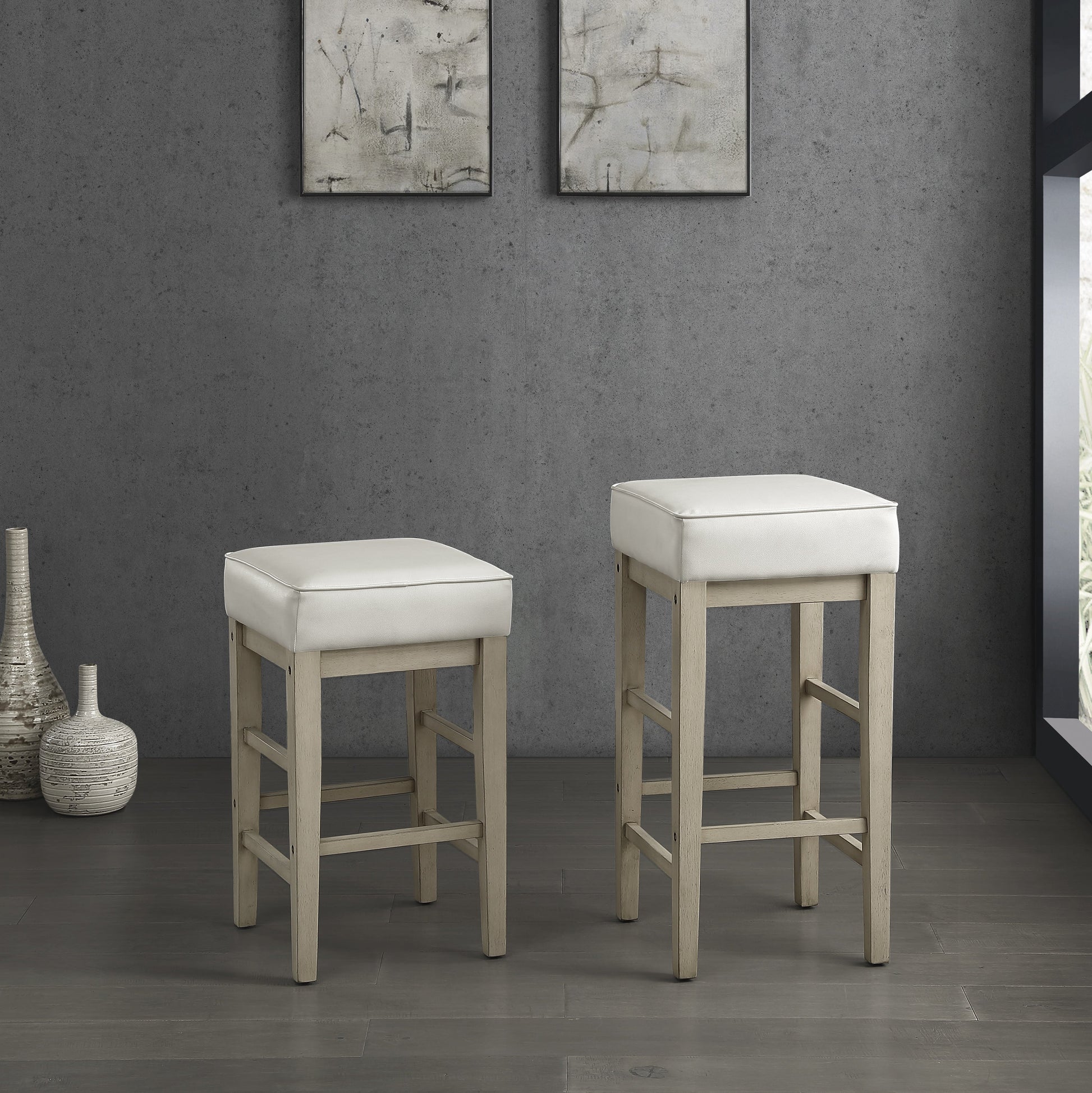 Pittsville White/Espresso Pub Height Stool, Set of 2 - 5684WH-29 - Luna Furniture - Dallas Store