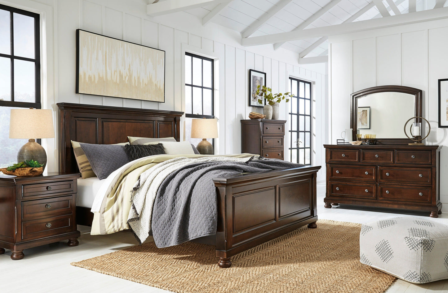 Porter Rustic Brown Panel Bedroom Set - SET | B697-54 | B697-57 | B697-96 | B697-31 | B697-92 - Luna Furniture - Dallas Store